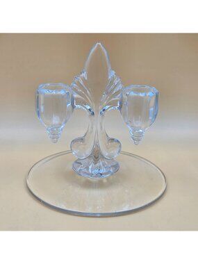 New Martinsville Janice Clear Glass Double Light Candlestick Candle Holder
